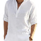 Ventas calientes - Camisa de manga larga de lino de algodón para hombres gothems1