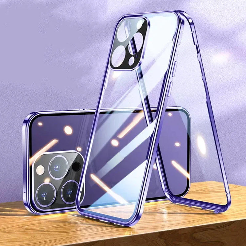 Caja de teléfono de doble cara de vidrio templado magnético para iPhone modeshopie