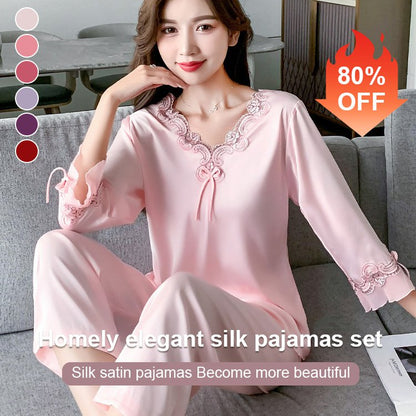 Korean style comfortable silk pajamas set