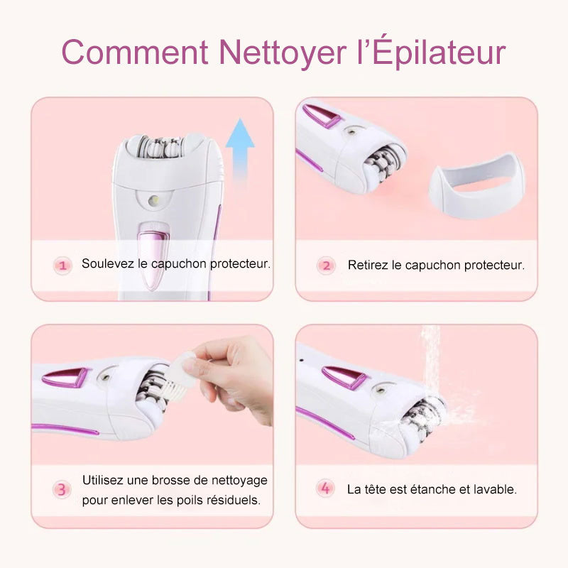 Épilateur Électrique Portable Rechargeable avec Lumière