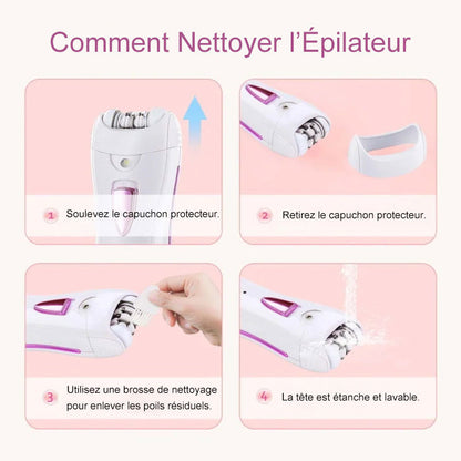 Épilateur Électrique Portable Rechargeable avec Lumière