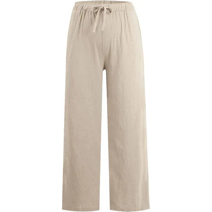 Pantalones anchos de lino y algodón de verano para mujer