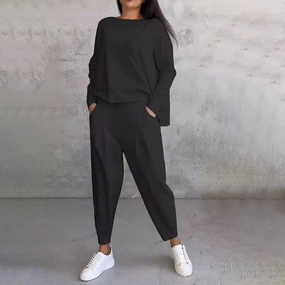 Mode, loisirs ✨manches longues avec col rond ＆ pantalon ensemble 2 pièces