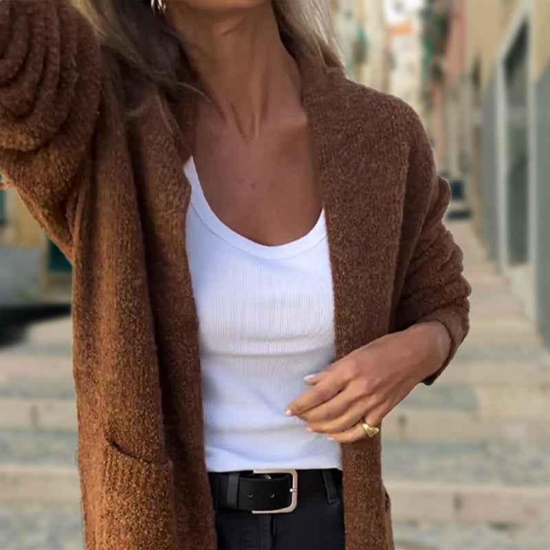 🥰Promotion saisonnière à très bas prix💞Pull décontracté à manches longues en tricot ouvert sur le devant pour femme