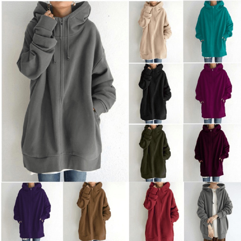 Sweat à capuche zippé automne/hiver pour femmes avec capuche-Livraison gratuite pour 2 pièces