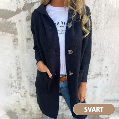 Cardigan boutonné avec capuche pour femmes