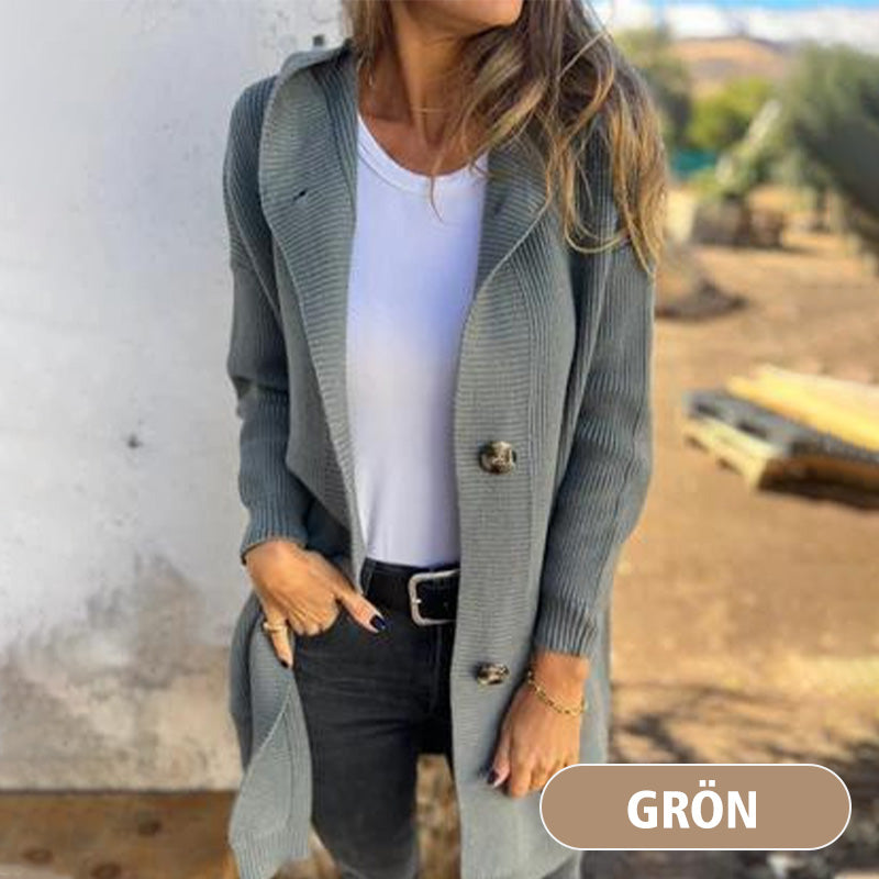 Cardigan boutonné avec capuche pour femmes