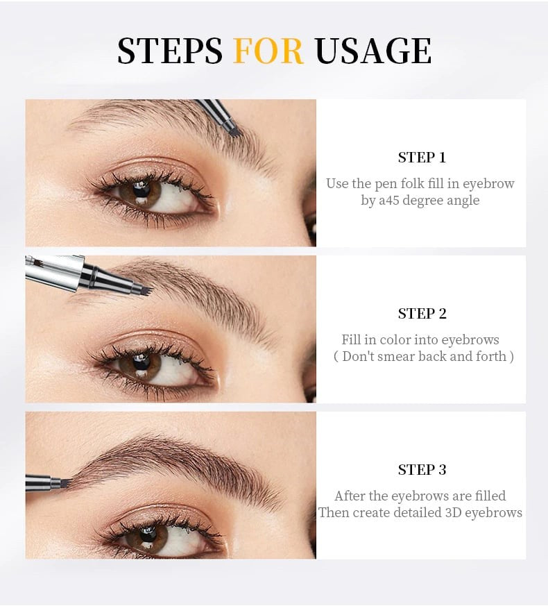 🔥Achetez 1 obtenez 1 Gratuitement🔥-Stylo à Sourcils Microblading 3D étanche à 4 Pointes de fourche pour tatouage