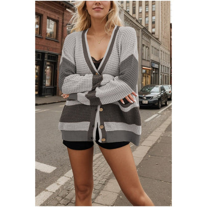 Pull cardigan en tricot coloré pour femmes