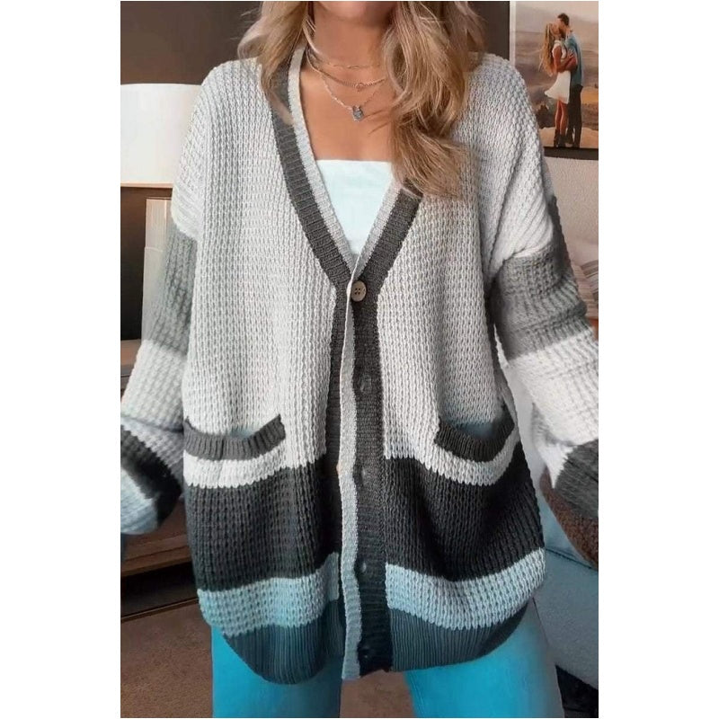 Pull cardigan en tricot coloré pour femmes