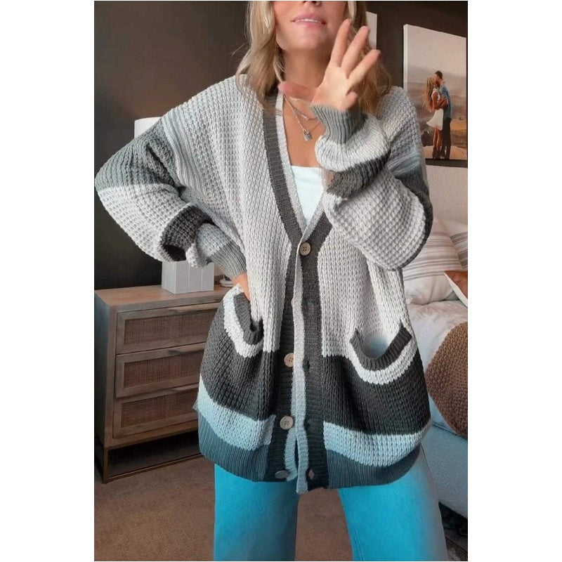 Pull cardigan en tricot coloré pour femmes