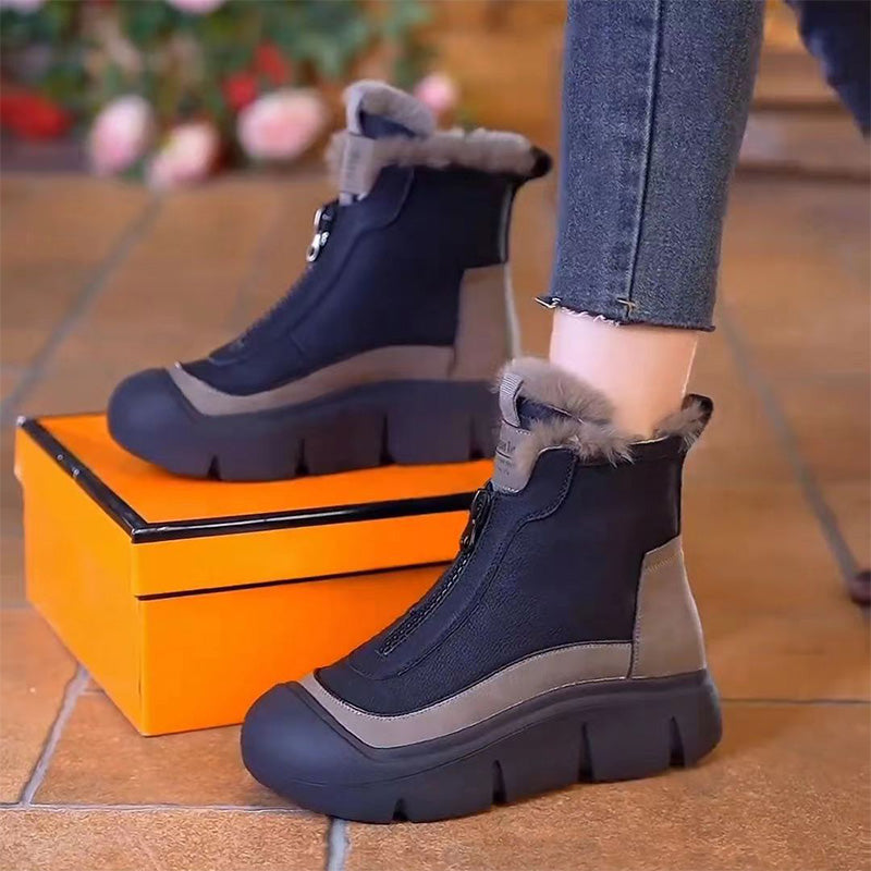 Bottes de neige imperméables et chaudes à fermeture éclair pour femmes